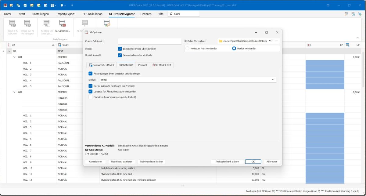 GAEB-Kalkulation mit KI: Software sucht mit KI in alten Angeboten