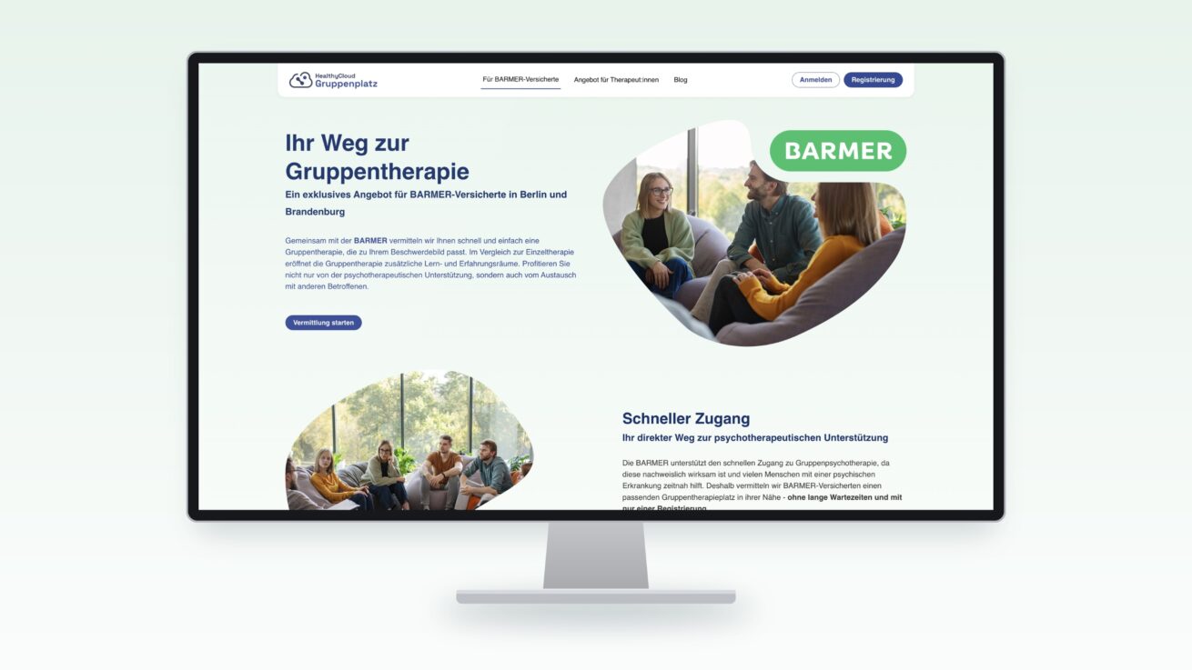 gruppenplatz.de vermittelt BARMER-Versicherte in Berlin und Brandenburg digital in Gruppenpsychotherapie