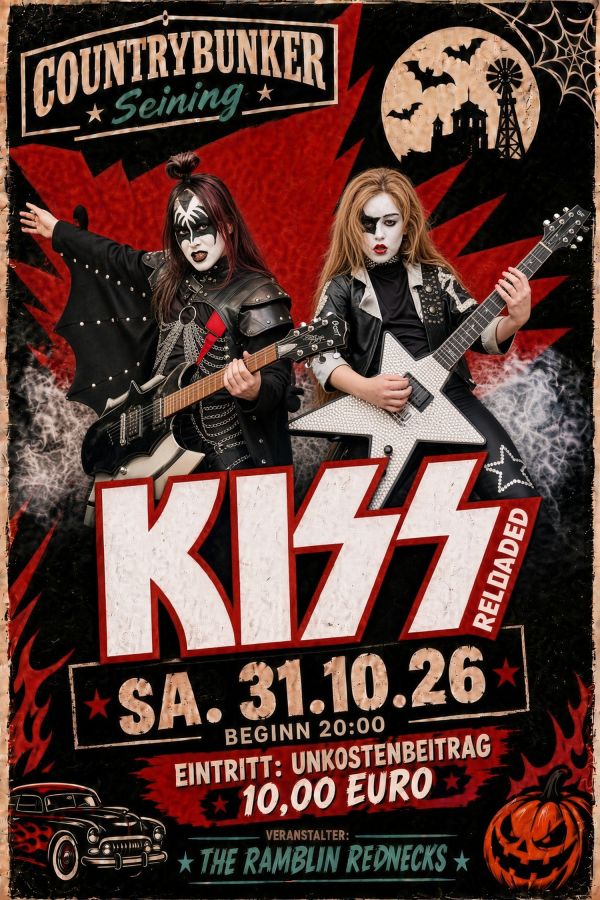KISS Reloaded bringen Halloween-Rock mit Rauch, Feuer und original KISS-Makeup in den Countrykeller Seining