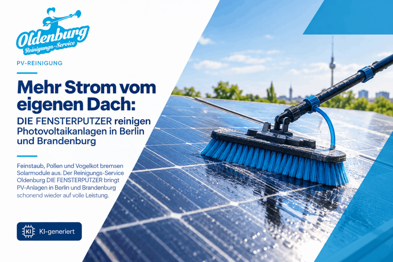 Mehr Strom vom eigenen Dach: DIE FENSTERPUTZER reinigen Photovoltaikanlagen in Berlin und Brandenburg