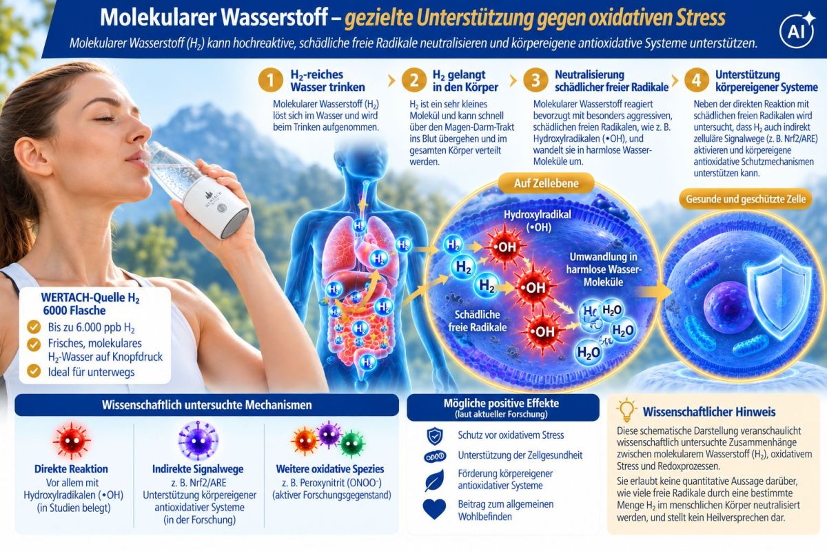 Molekularer Wasserstoff / freie Radikale: Was die Forschung über H? und oxidativen Stress untersucht
