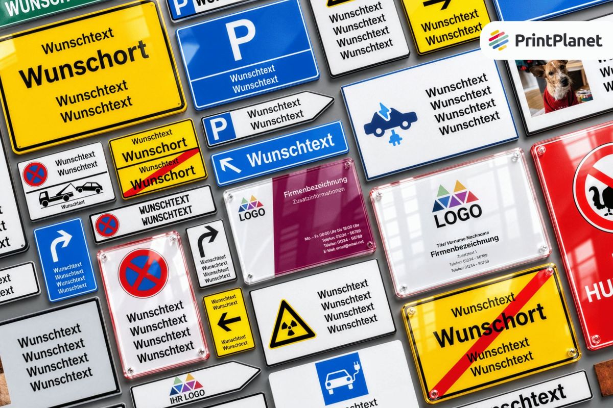 Schilder selbst gestalten: Freestyle-Schild bietet freie Maße und vielfältige Materialien